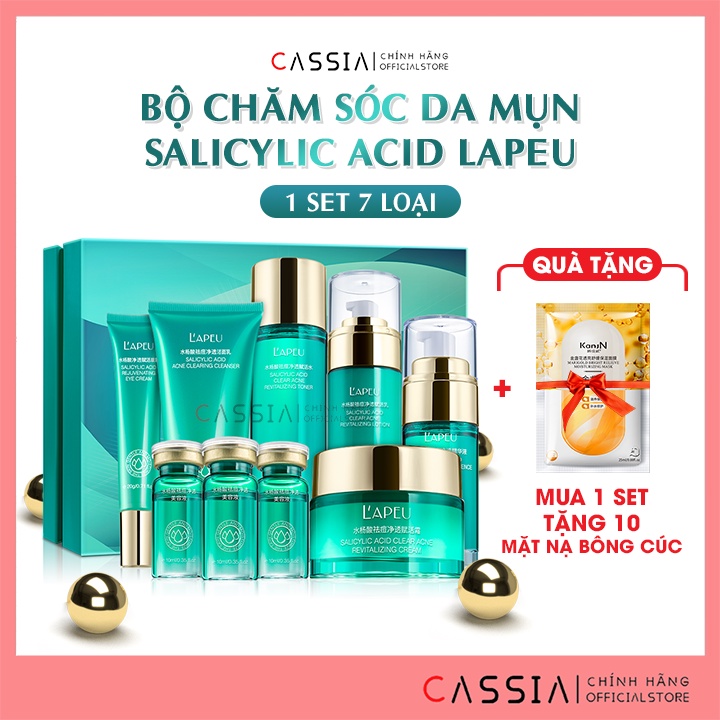 Bộ Chăm Sóc Da Mụn Kiềm Dầu Mờ Thâm Mụn, Bộ Dưỡng Da Sữa Rửa Mặt, Serum Kem Dưỡng Da Giúp Se Khít Lỗ Chân Lông Giảm Mụn