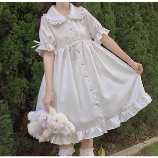 [Ảnh Thật][Hàng Sẵn] Váy Babydoll Trắng Cổ Sen Dài Basic Chụp Kỷ Yếu