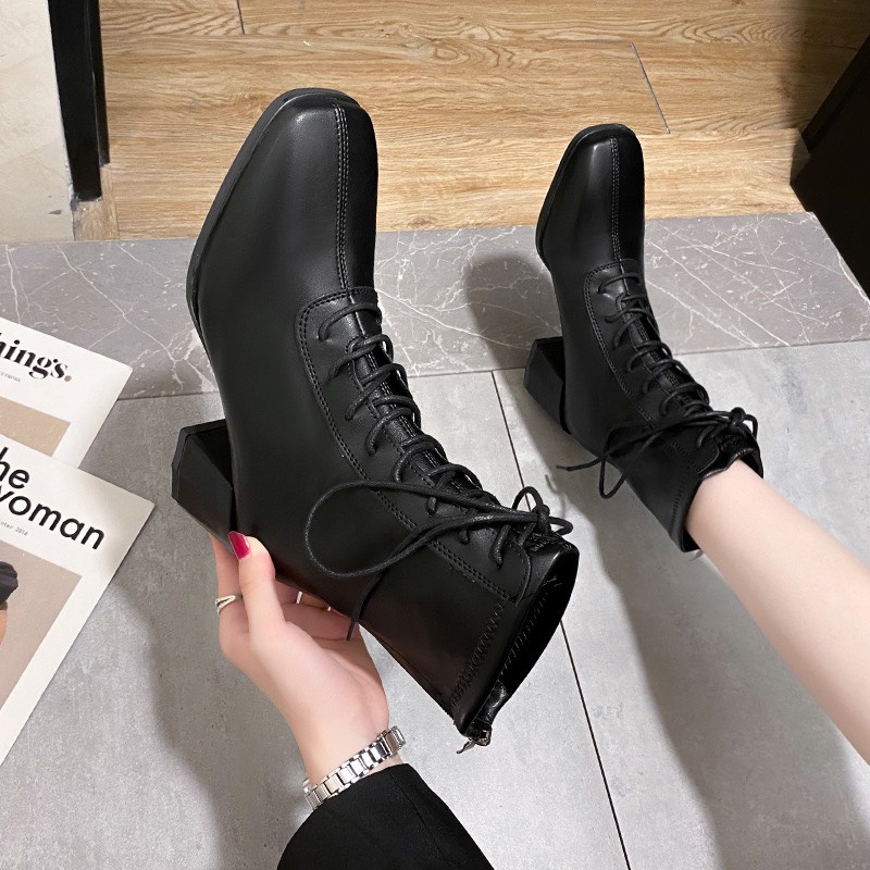 Bốt nữ dây buộc trước cao cổ tiểu thư 6 phân (mã F-12) | BigBuy360 - bigbuy360.vn