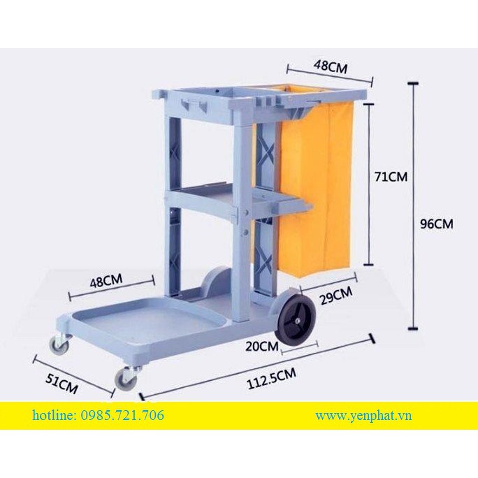 D1-01 - Xe đẩy dọn vệ sinh 3 tầng