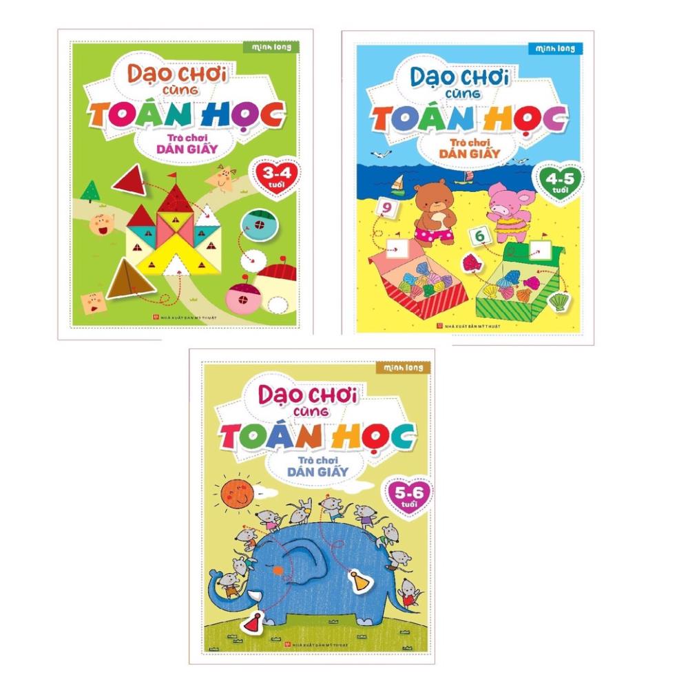 Sách: Dạo Chơi Cùng Toán Học - Trò Chơi Dán Giấy Từ 3-6 Tuổi ( Phân Loại Tùy Chọn) - Minh Long
