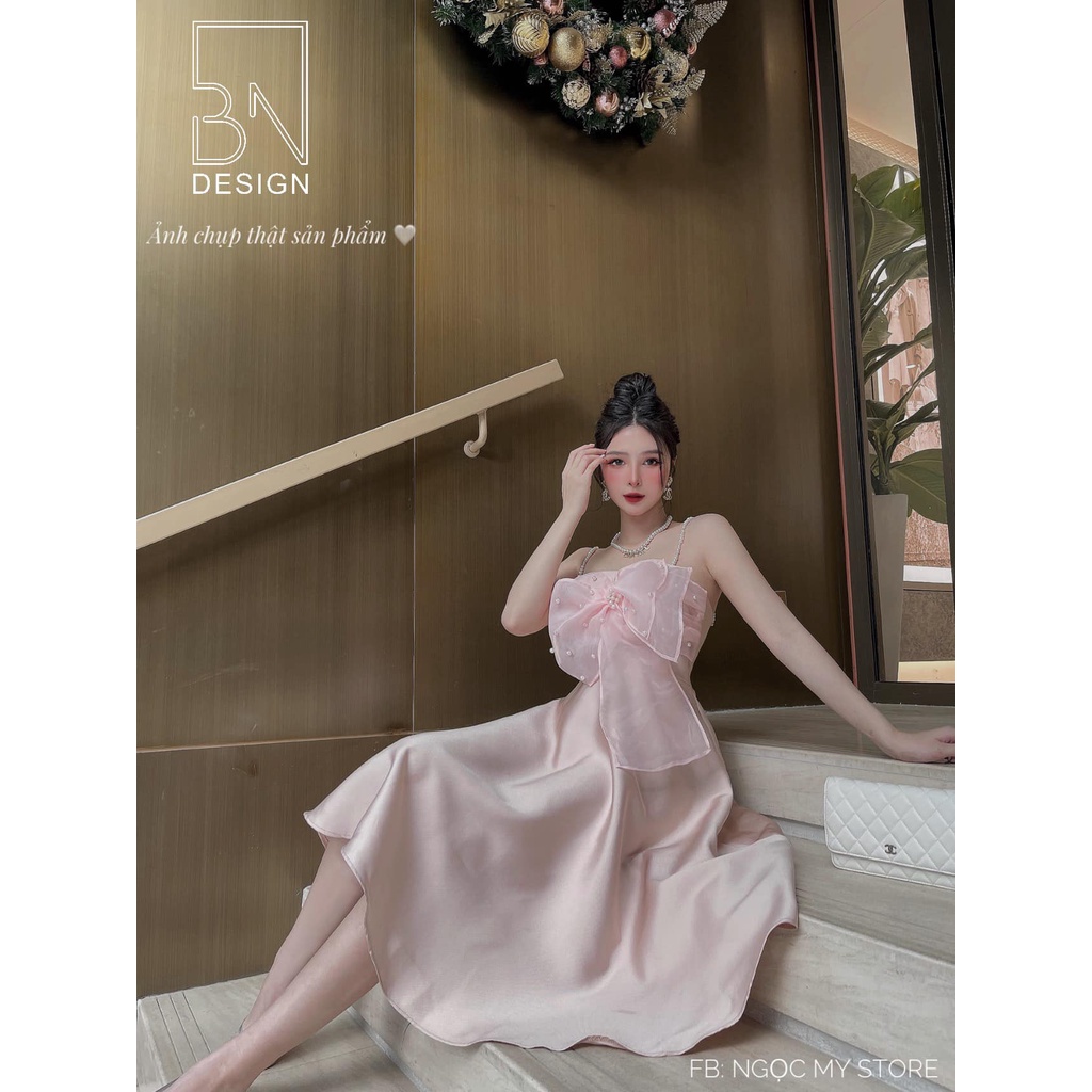 Đầm Tacta nơ ngọc trai nhân tạo