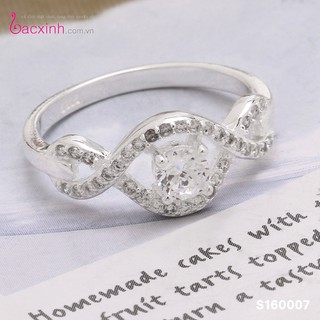 Nhẫn bạc Ý 925 Bạc Xinh Huệ Ngân - Nhẫn xoắn ổ Kim cương đẹp S160007