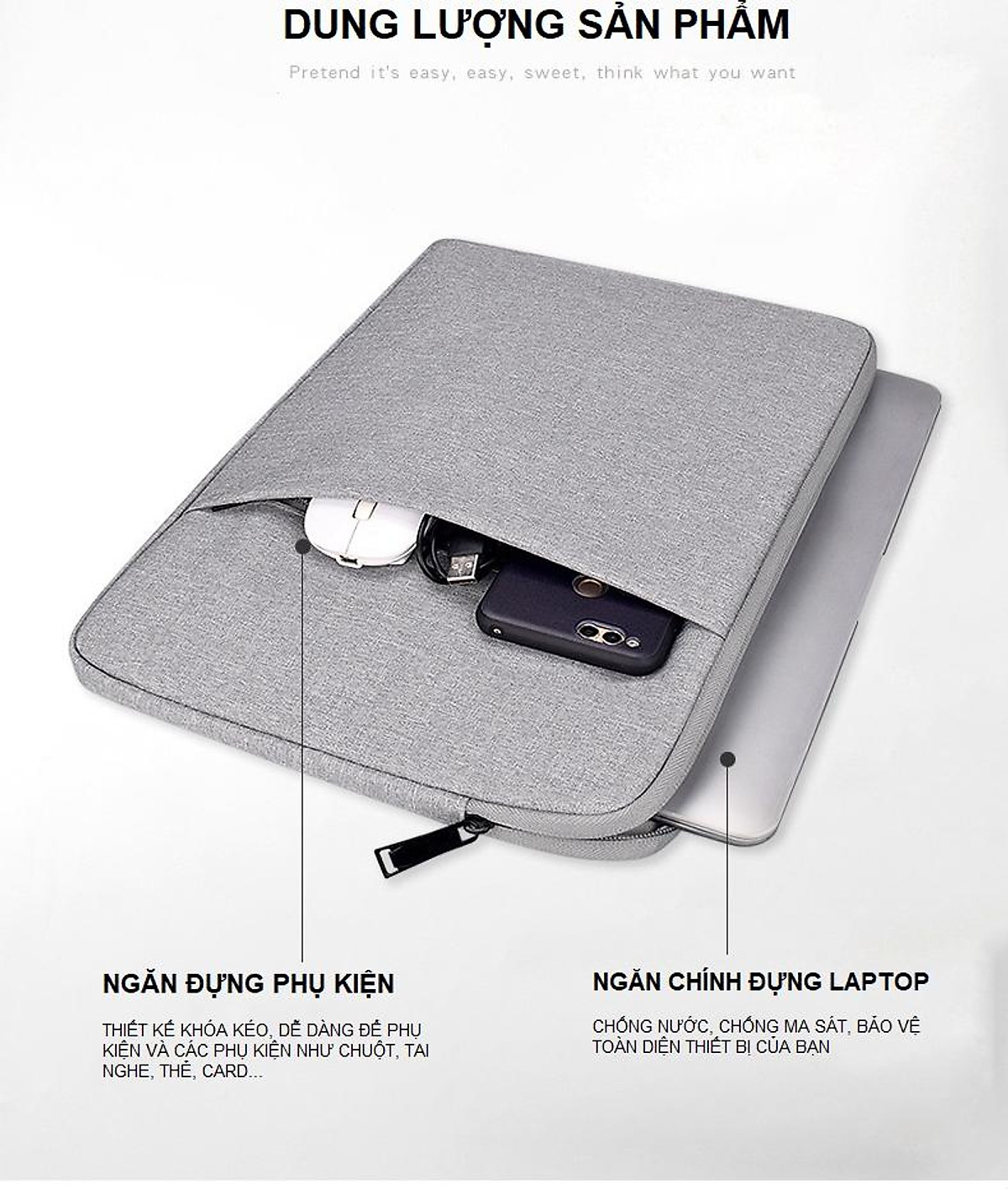 Mua Ngay Túi Chống Sốc Laptop Macbook 13.3 inch Chống Nước, Chống Va Đập, Ma Sát (Màu Xám) Cực Chất