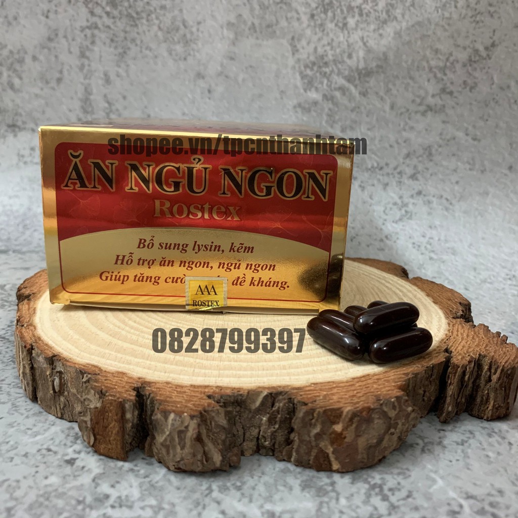 [ Chai ]Viên Ăn Ngủ Ngon Rostex bổ sung omega 3, lysin, kẽm loại bỏ mất ngủ, căng thẳng, stress - Chai 60 viên