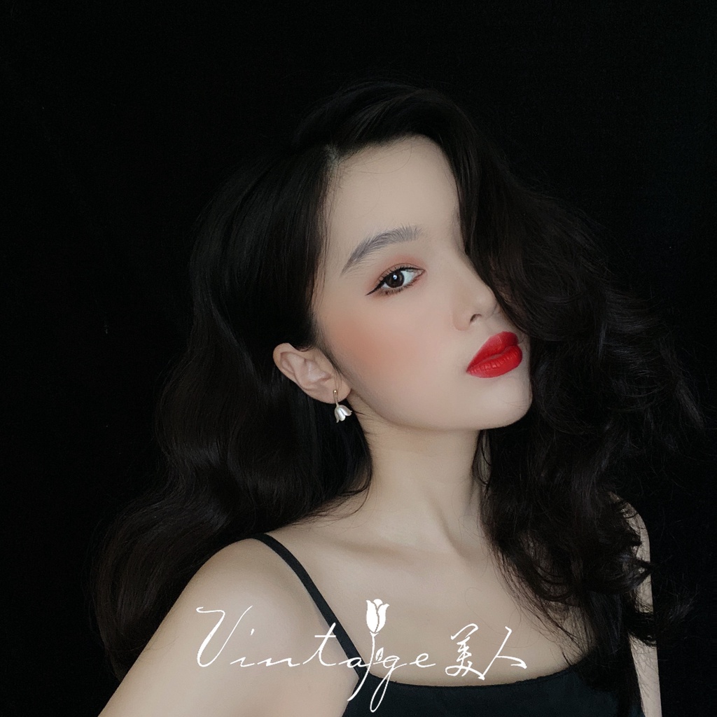 Khuyên tai hình bông hoa tulip phong cách retro