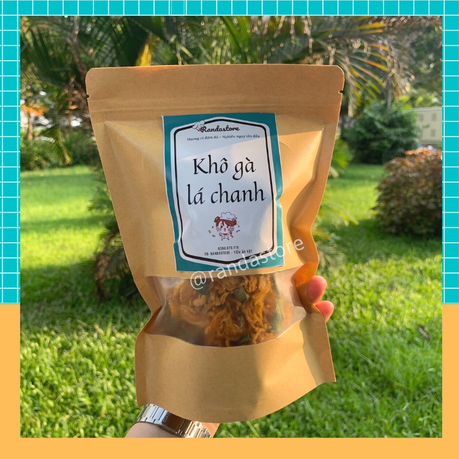 Khô gà lá chanh, khô gà, khô lgaf lá chanh siêu ngon Randafoods, đồ ăn vặt Hà Nội, túi 250gr