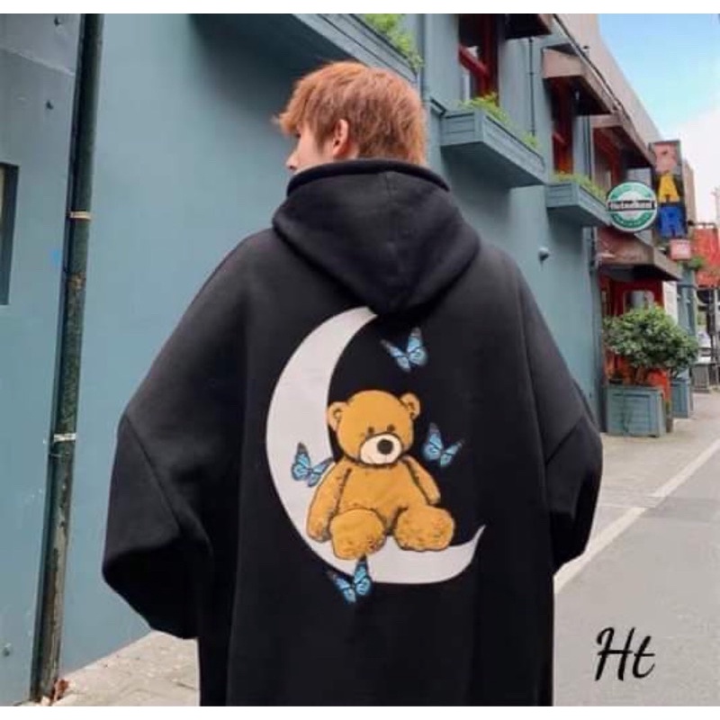 Áo hoodie phản quang gấu bướm trăng HT12