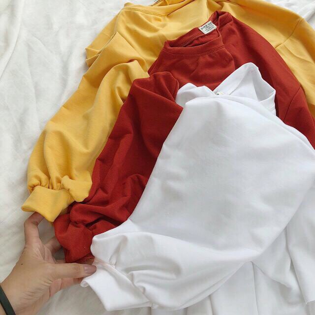 áo thun croptop form rộng dài tay bo chun cực xinh M027