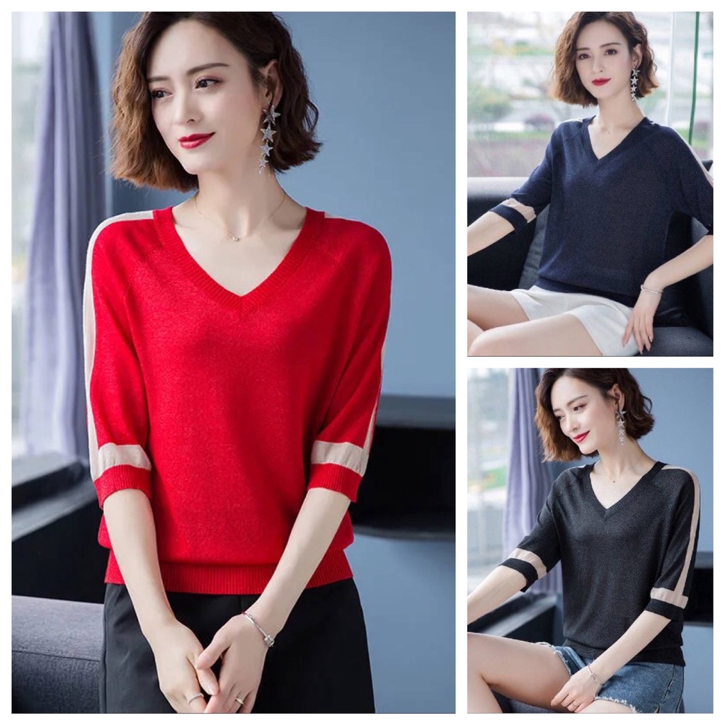 Áo Thun Tay Ngắn Cổ Chữ V Dáng Rộng Plus Size Thời Trang Cho Nữ Trung Niên