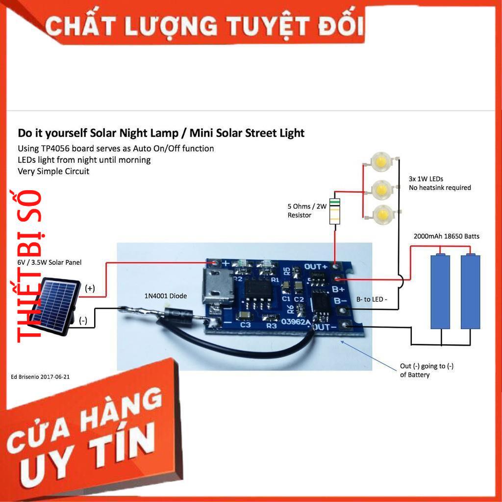 Mạch Sạc Pin Lithium 3.7-4.2V - Li-ion - 18650 TC4056A/ TP4056 Có Bảo Vệ Pin