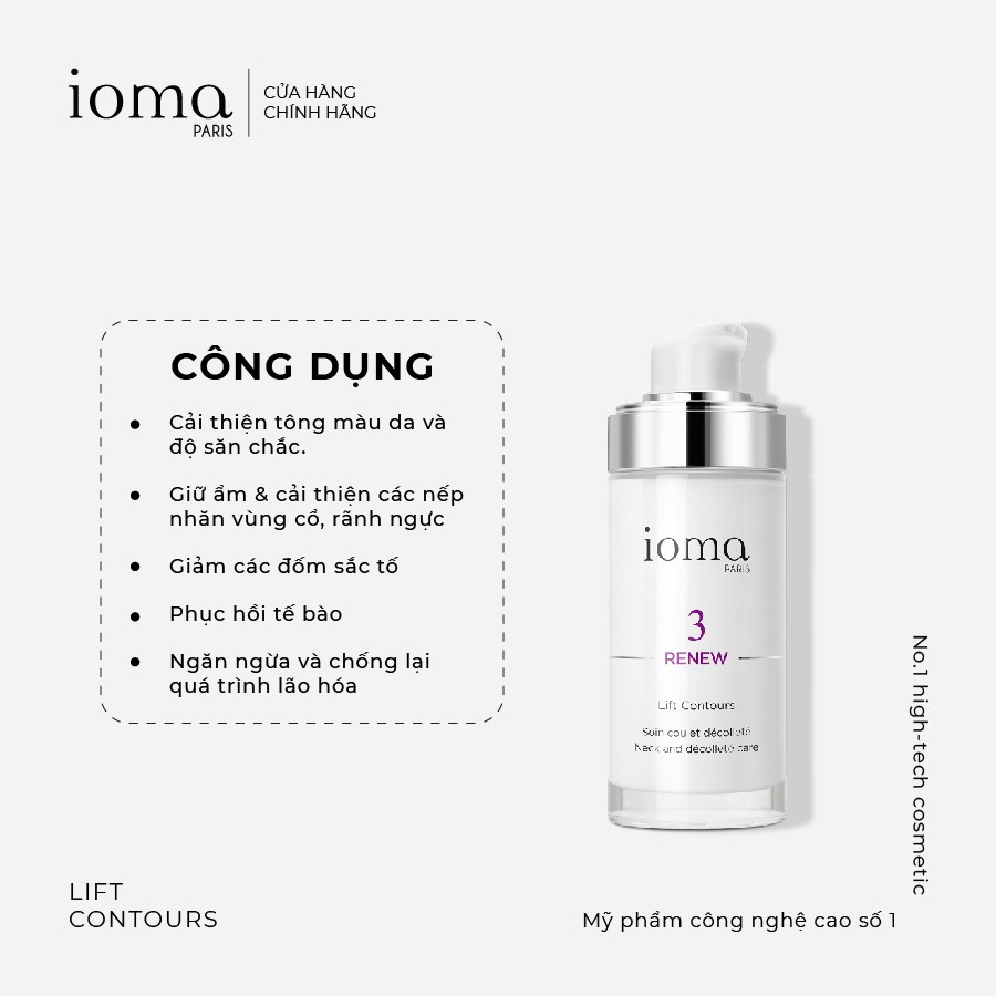 Kem chăm sóc vùng cổ &amp; rãnh ngực Ioma Paris Lift Contours - 50ml