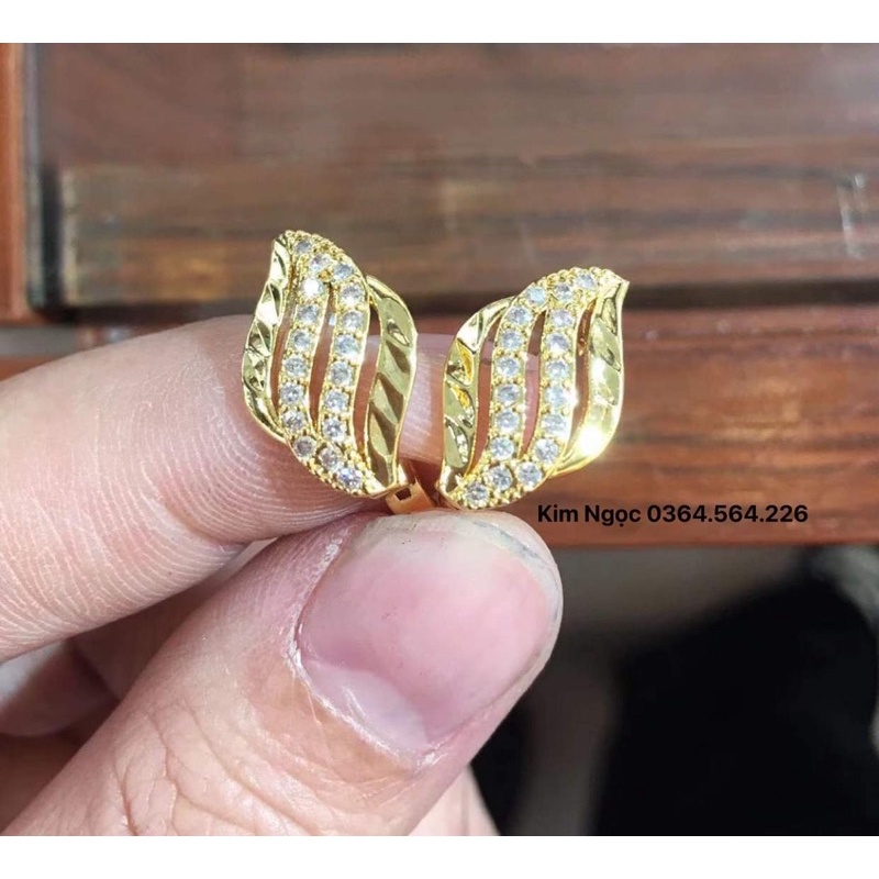 Bông tai bấm bật mạ vàng cao cấp mẫu mới lạ độc đáo Kim Ngọc bền đẹp sang