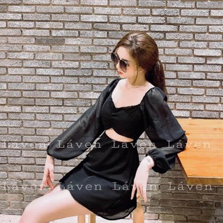 Đầm body tay dài hở bụng (có mút ngực)
