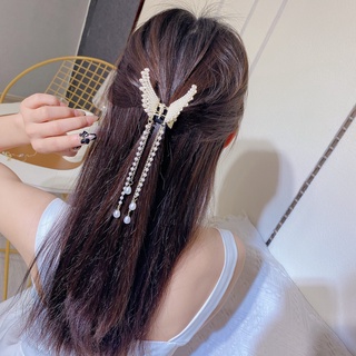 Kẹp tóc dài tua rua hình cánh bướm đính ngọc trai sang trọng
