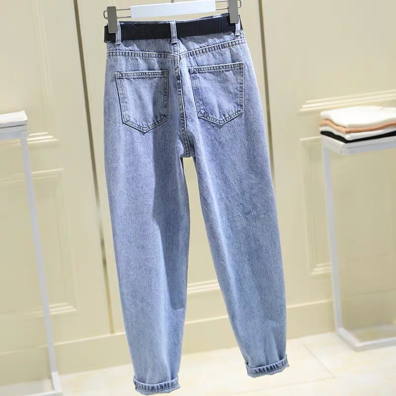 Quần jean baggy nữ BigSize Lưng Cao Rách bụi, phong cách hàn quốc, màu xanh đá phom TO rộng đủ size 4153