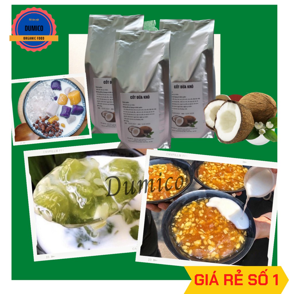 Cốt dừa khô Dumico,bột nước cốt dừa, pha chế,phụ liệu làm bánh,món ngon mỗi ngày,túi 400g.