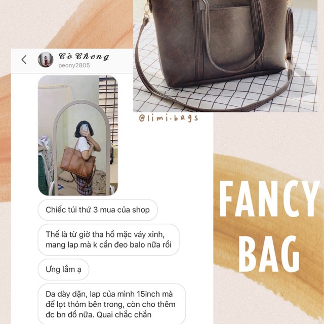 Túi Xách Tay Nữ Thời Trang FANCY BAGS - Đựng Laptop 15 - 16 inch - Túi Da Bản To LIMI BAGS