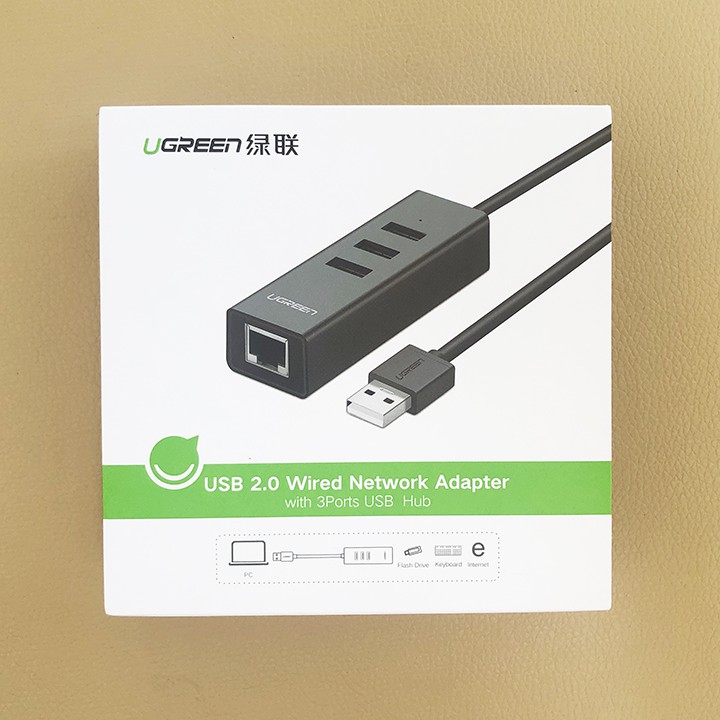 Bộ Chia USB Ra 3 Cổng USB 2.0 Kèm Cổng Mạng Ethernet 10/100Mbps Ugreen 30298