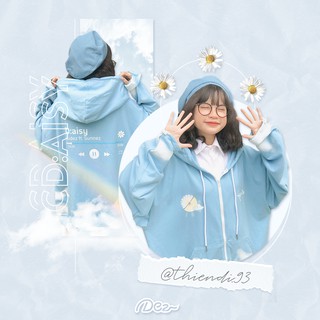Áo Khoác Hoodie Zip Khóa CD:aisy - Nỉ Chân Cua (Xanh Trời, Hồng Cam, Xám Trắng, Vàng Kem, Xanh Biển, Hồng Ngọt)