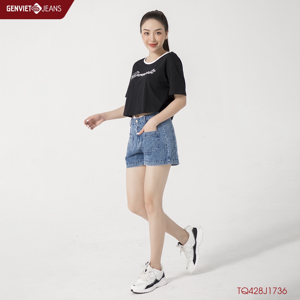 Quần Sooc Jeans Nữ Dáng A GENVIET TQ428J1736