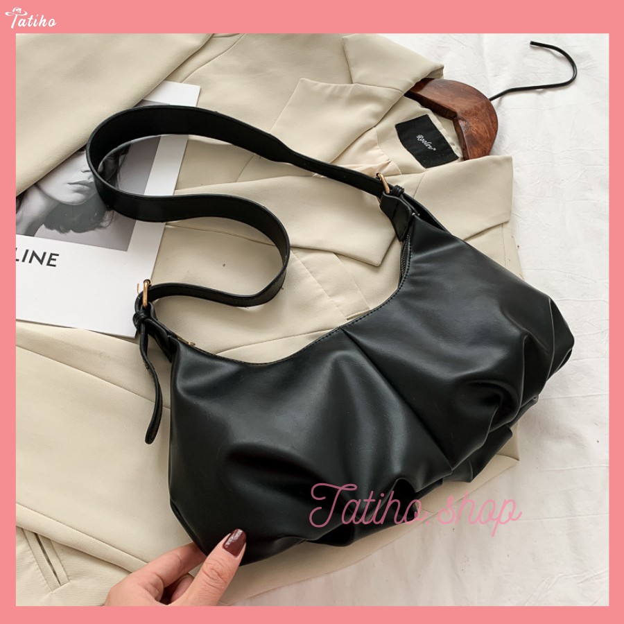 [HÀNG XỊN, GIÁ TỐT] Túi Xách Kẹp Nách Da Mềm Xếp Li Nhún Màu Trơn Thanh Lịch Đẹp - Mã TUI22