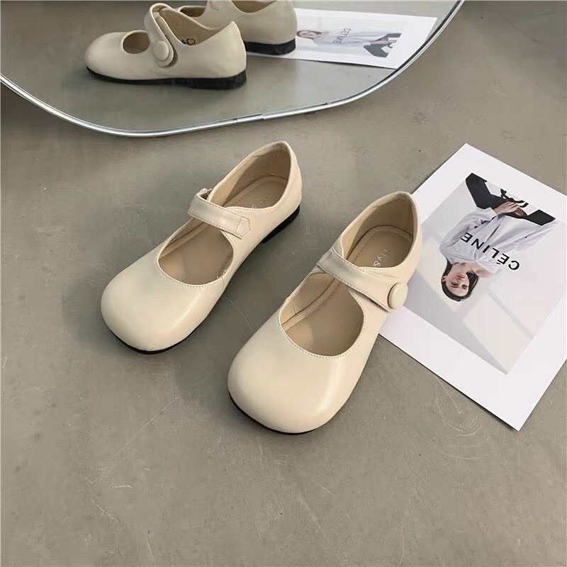 Giày Búp Bê Vintage Mũi Tròn Xinh