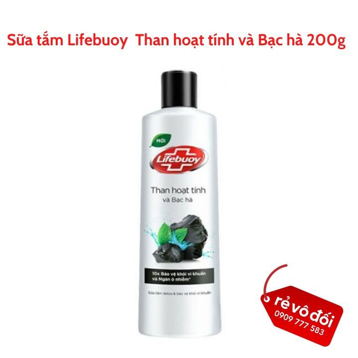 Sữa tắm Lifebuoy than hoạt tính và bạc hà 200g - Mẫu quà tặng