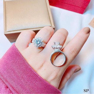 Nhẫn nữ đính đá trắng cao cấp- bạc ta
