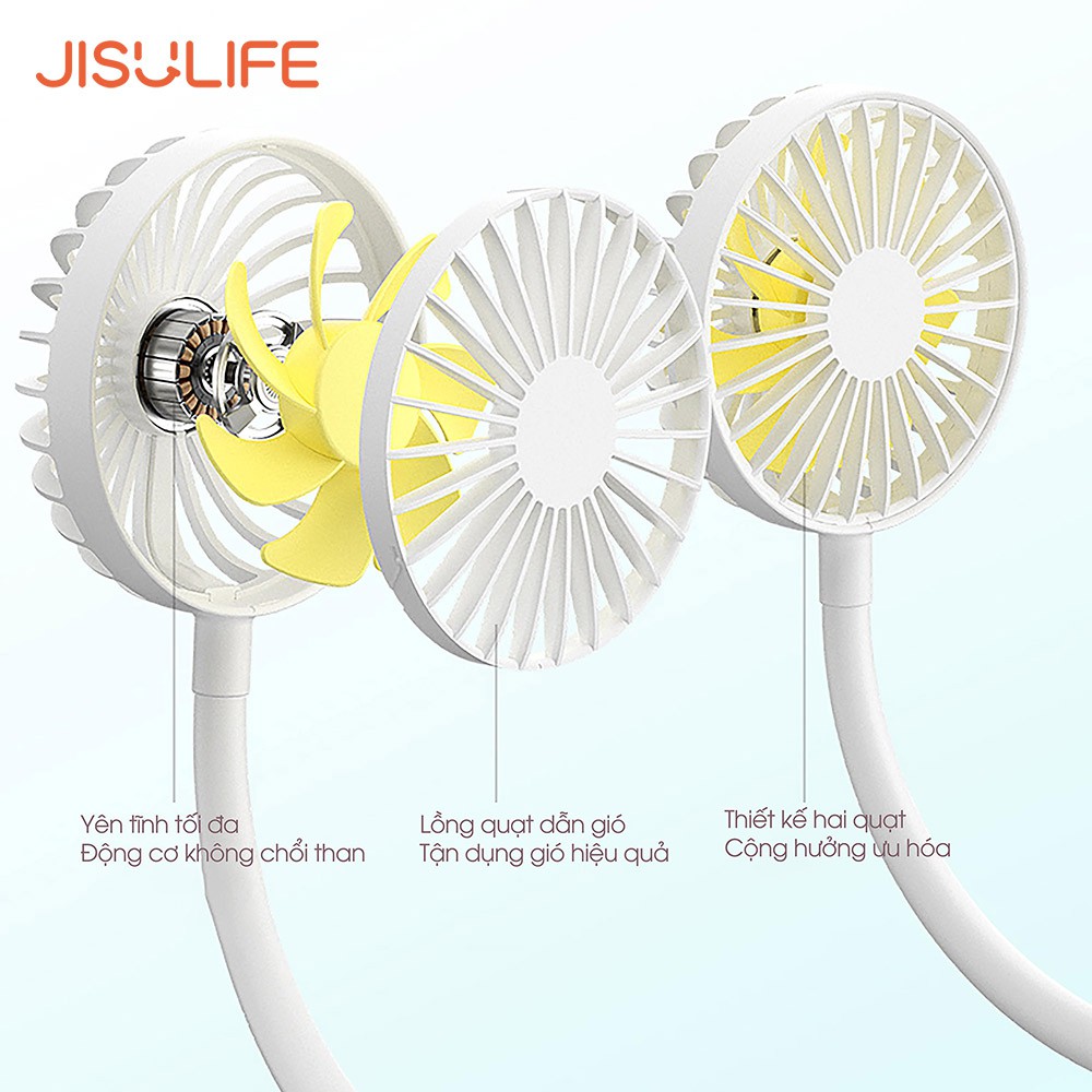 Quạt mini đeo cổ Jisulife FA11_Tích hợp đèn chiếu sáng, hoạt động yên tĩnh, biên độ thổi rộng, sư dụng lâu_BH 12 tháng | BigBuy360 - bigbuy360.vn