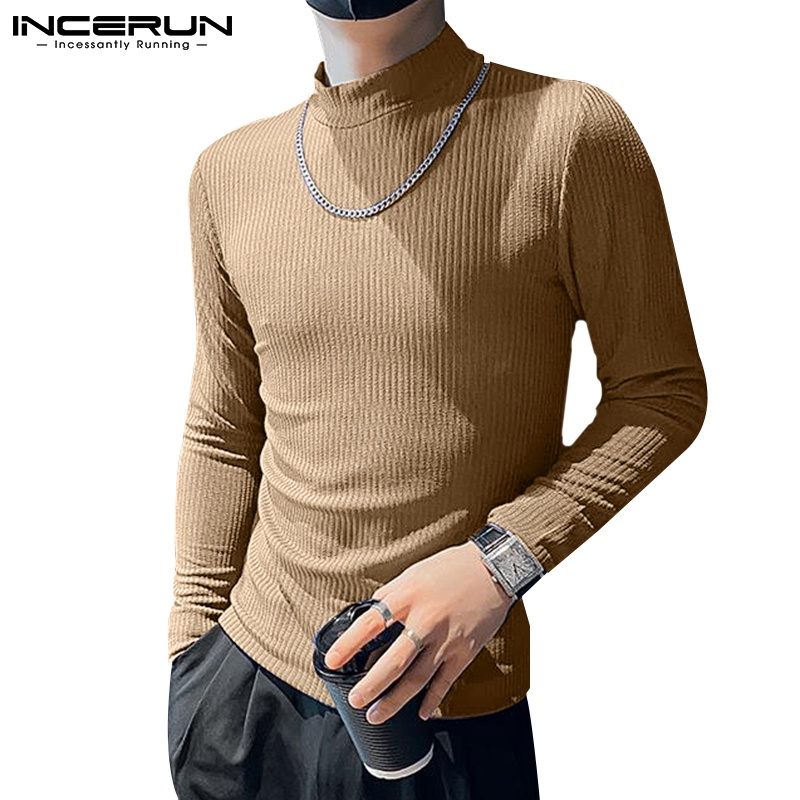 Áo Incerun tay dài cổ cao 4 màu cho nam