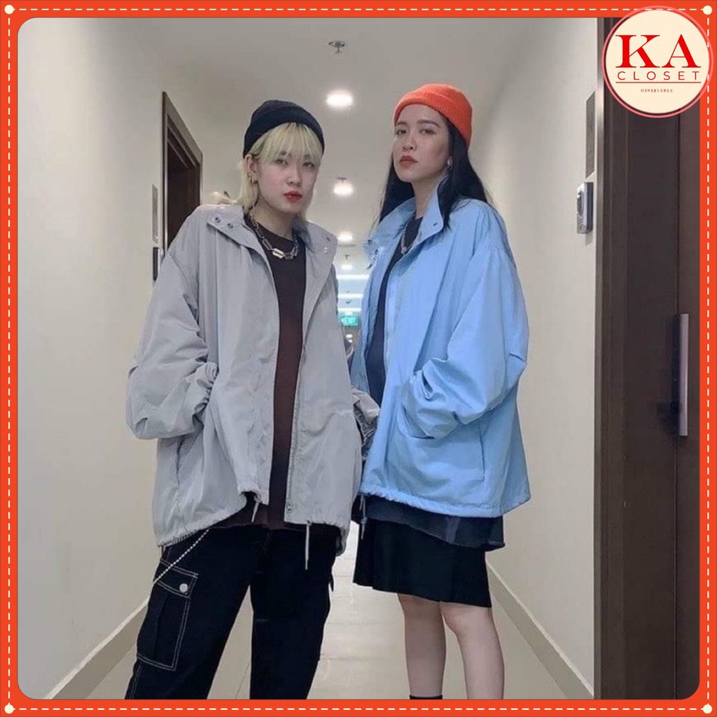 Áo gió 2 lớp trơn KA Closet chất liệu gió 2 lớp lót lưới, from to, 2 màu Xanh, Ghi, kèm ảnh thật