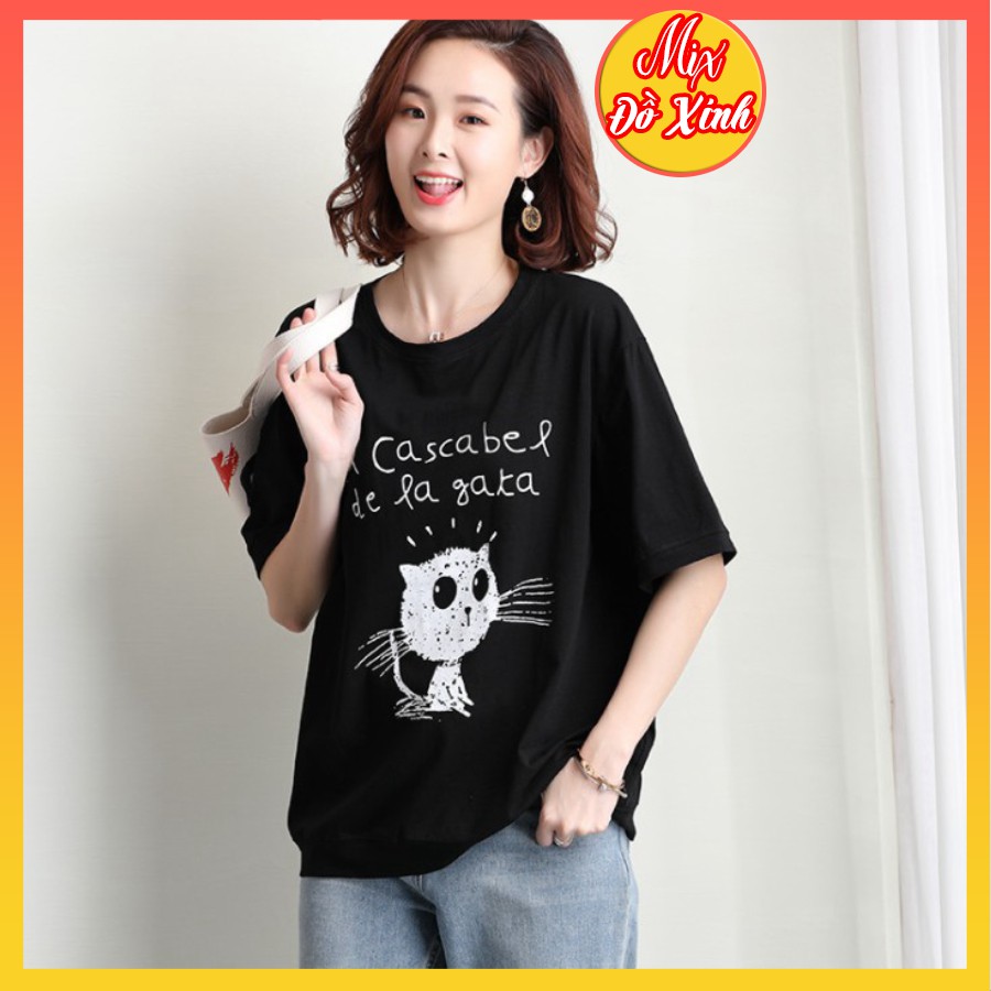 Áo phông unisex, áo thun form rộng tay lỡ, chất thun cotton co giãn, in hình Mèo Chữ De La Ga Ta | BigBuy360 - bigbuy360.vn