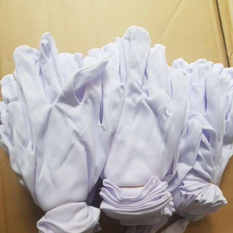 Giá sỉ 50 đôi. Găng tay vải cotton màu trắng dùng cắt băng khánh thành, duyệt binh,kiểm tra hàng