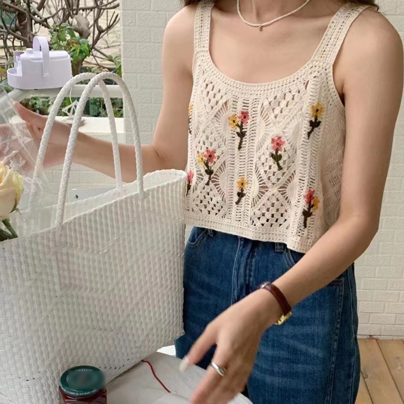 Áo Croptop Dệt Kim Không Tay Y2K Phong Cách Boho Cổ Điển Thời Trang Mùa Hè Quyến Rũ Cho Nữ