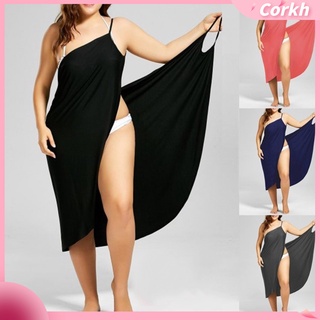 Đầm size lớn đi biển màu trơn kiểu dáng gợi cảm dành cho nữ