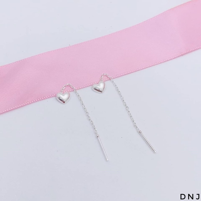 Bông tai nữ THJ - Bông tim tua nhẹ nhàng xinh xắn , chuẩn bạc ta
