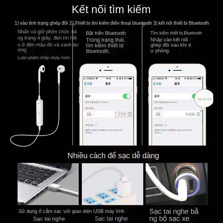 Tai Nghe BluetoothOPPOHuaweivivoApple Không Dây Xiaomi Thể Thao Chạy In-ear Phổ Mini Dây Tai Nghe