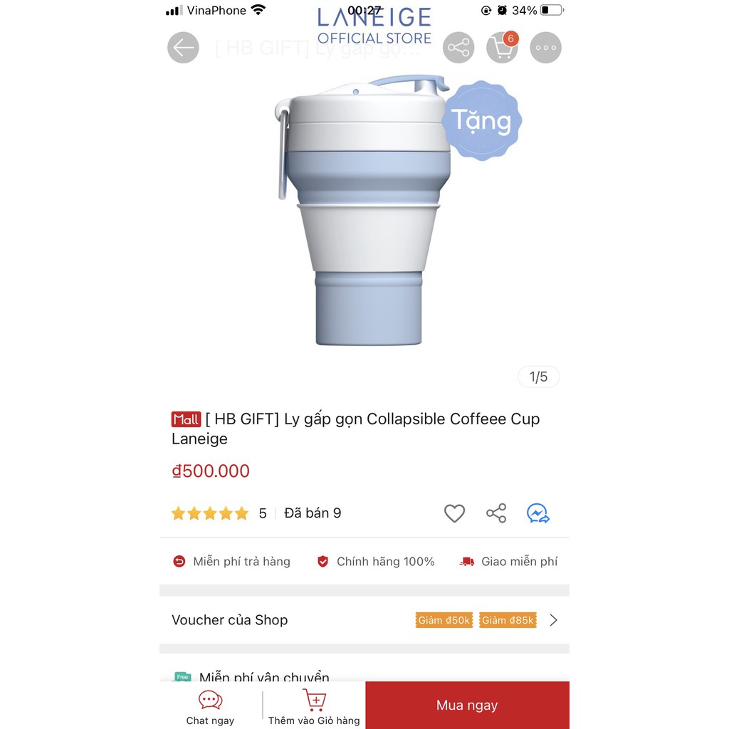 Ly Silicone BPA-free Laneige gift tái sử dụng thân thiện mẫu mới thumbnail