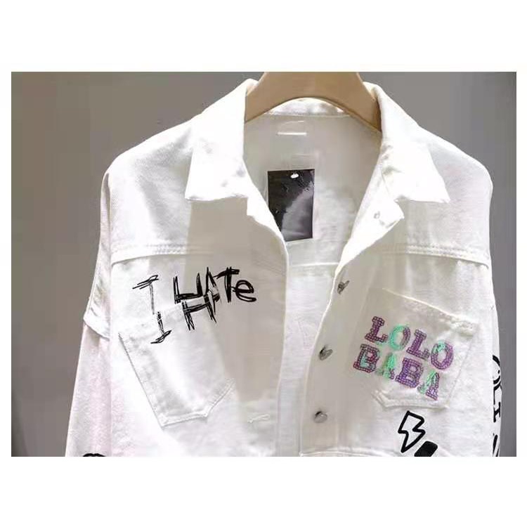 Áo Khoác Denim Dáng Ngắn In Hoạt Hình Gấu Dễ Thương Thời Trang 2023 Cho Bạn Gái