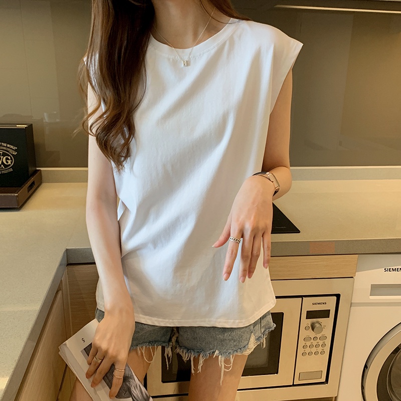 Áo Cotton Nữ Cao Cấp Trơn Cổ Tròn Không Tay Độn Vai Thời Trang Trẻ Trung Sugal TOP NU 033V3