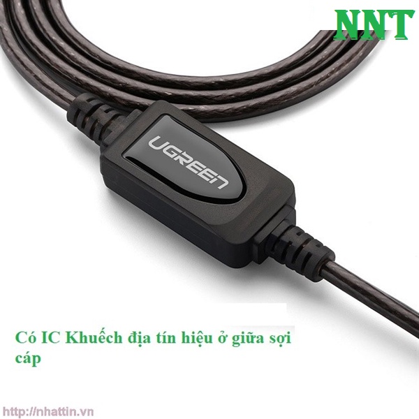 Cáp USB nối dài 20m có chíp khuếch đại chính hãng Ugreen 10324 Cao cấp