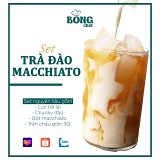 Set nguyên liệu pha 10 ly trà đào macchiato