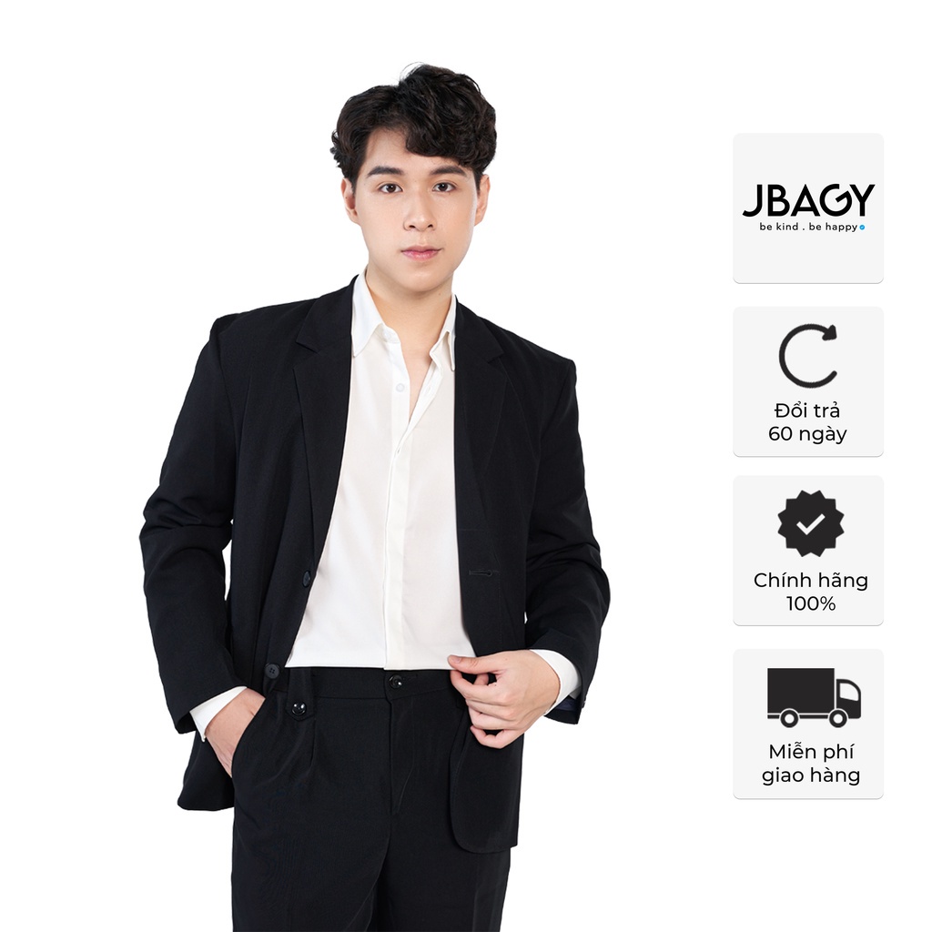 Áo khoác blazer form rộng, dài tay Unisex basic kiểu dáng Hàn Quốc