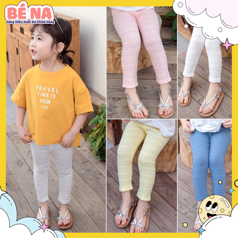 Quần legging cho bé gái lỗ 7 màu, chất cotton cực xịn sò