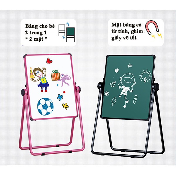 Bảng tập vẽ 2 mặt cho bé từ 2 đến 10 tuổi (48*53), Flipchart Cho Bé Vừa Học Vừa Chơi