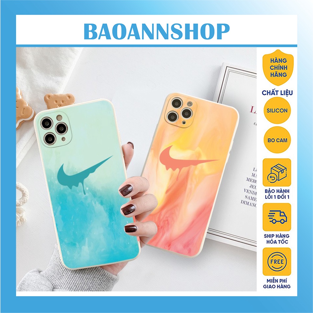 Ốp lưng iphone logo N.i.k.e loang tan chảy cạnh vuông bảo vệ camera 7plus/8plus/x/xs/xsmax/11/12/13/pro/promax
