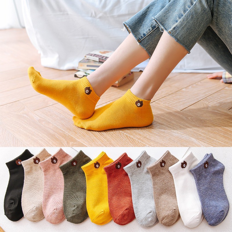 Tất nữ cổ ngắn Hàn Quốc thời trang mang giày đẹp kháng khuẩn nhiều màu