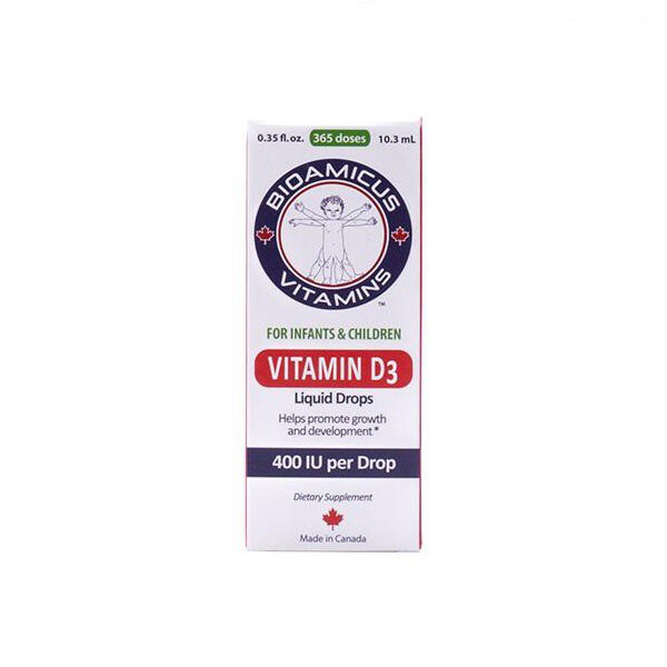 Bioamicus Vitamin D3 Nhập Khẩu Chính Hãng - Tăng khả năng hấp thu canxi cho xương chắc khỏe, chống còi xương