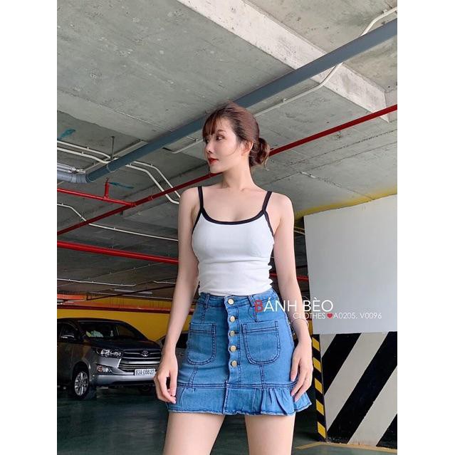 Chân Váy Jeans Ngắn Đuôi - Có Lót Quần